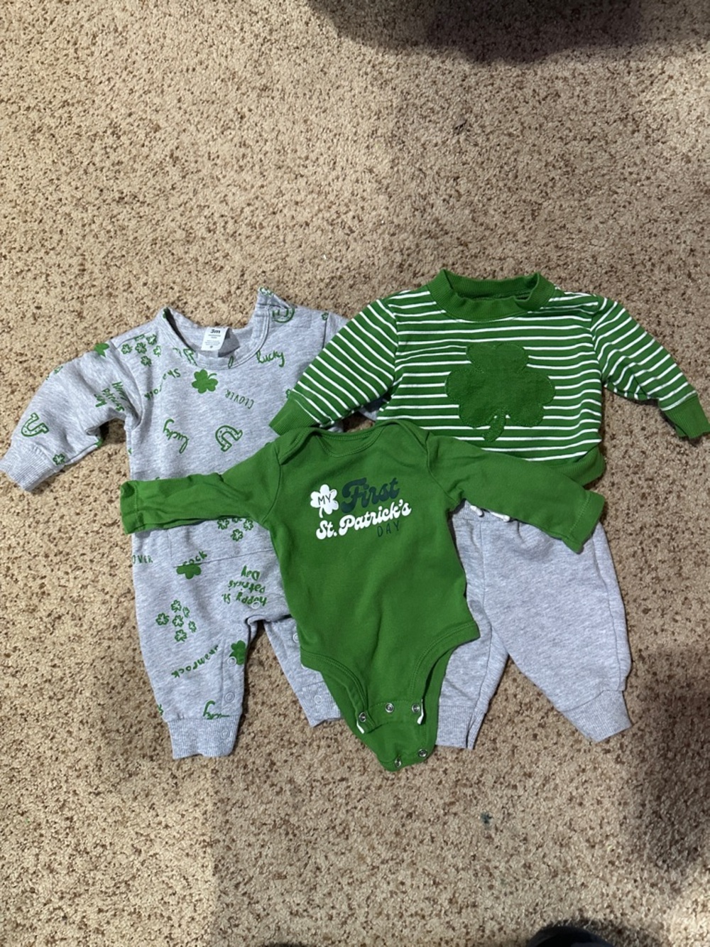 Carter's Green & Gray St. Patrick's Day Baby One-Piece Set